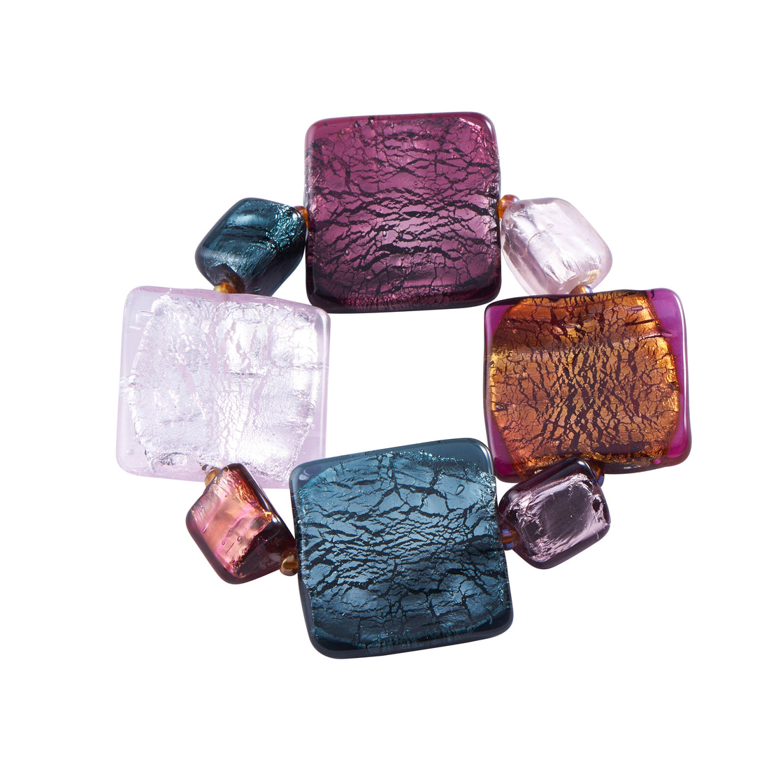 Handmade Silver & Glass Bracelet - Berry and Blue