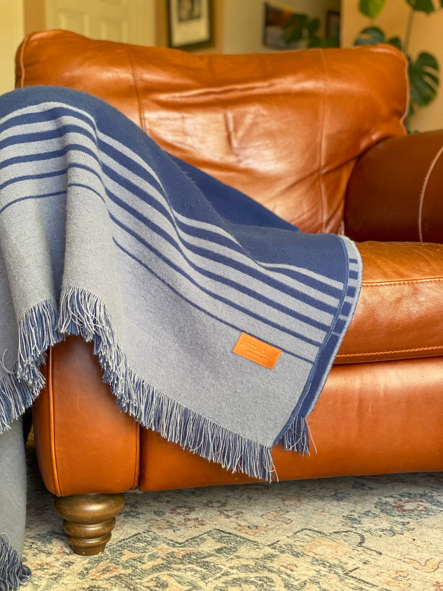 Stockholm - Blue and Gray Luxury Throw Blanket