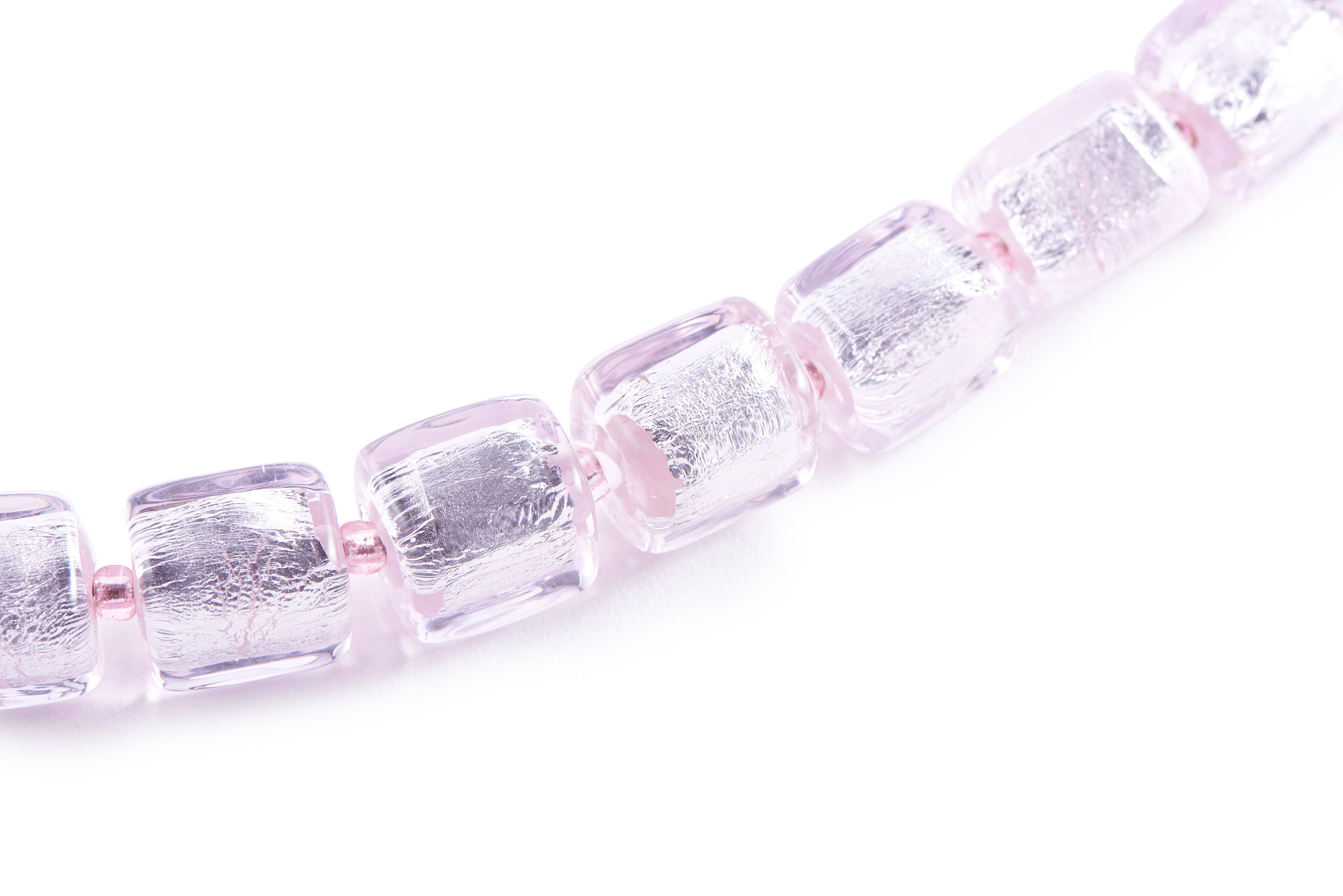 Handmade Glass Necklace, Earrings & Bracelet - Pink & Silver
