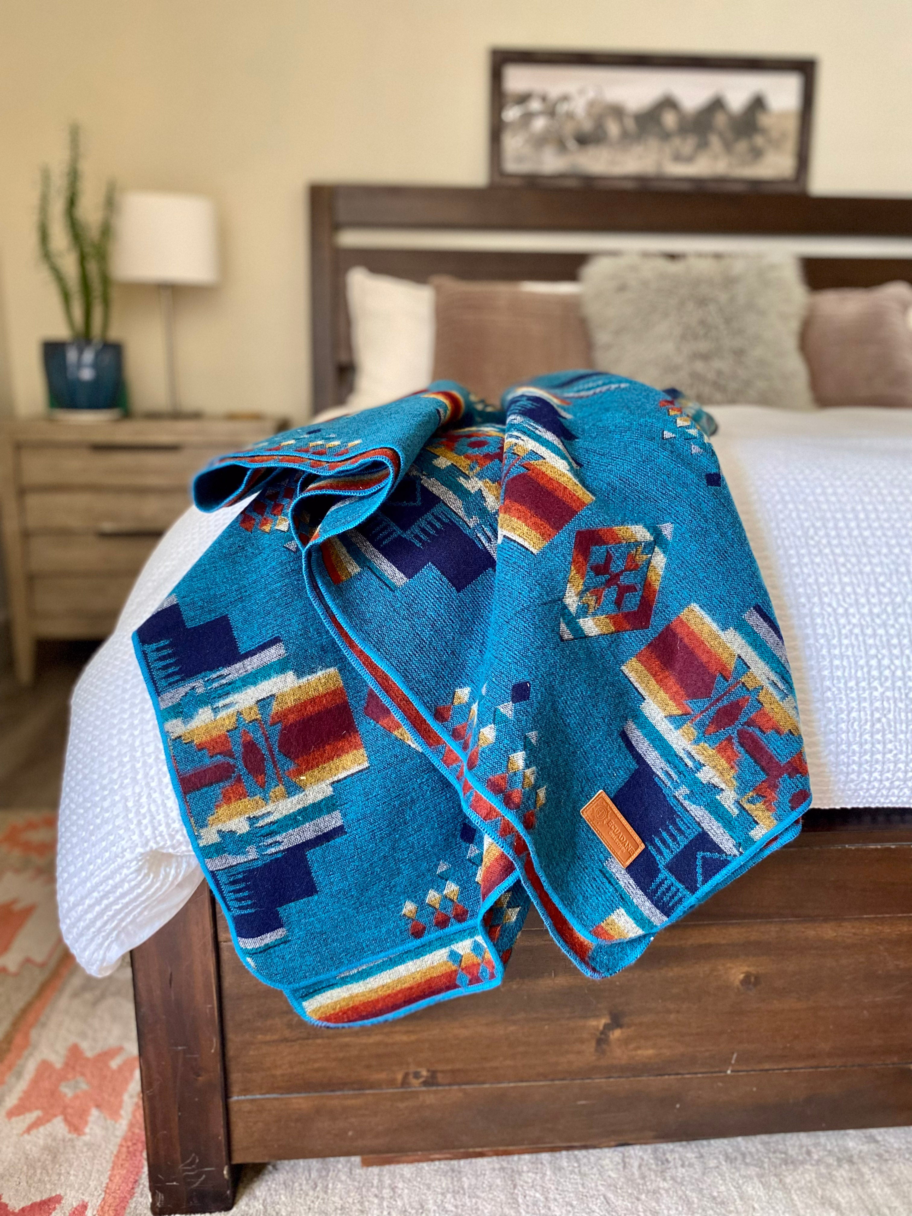 Artisan-Made Southwestern Queen-Sized Blanket - Andes Ocean