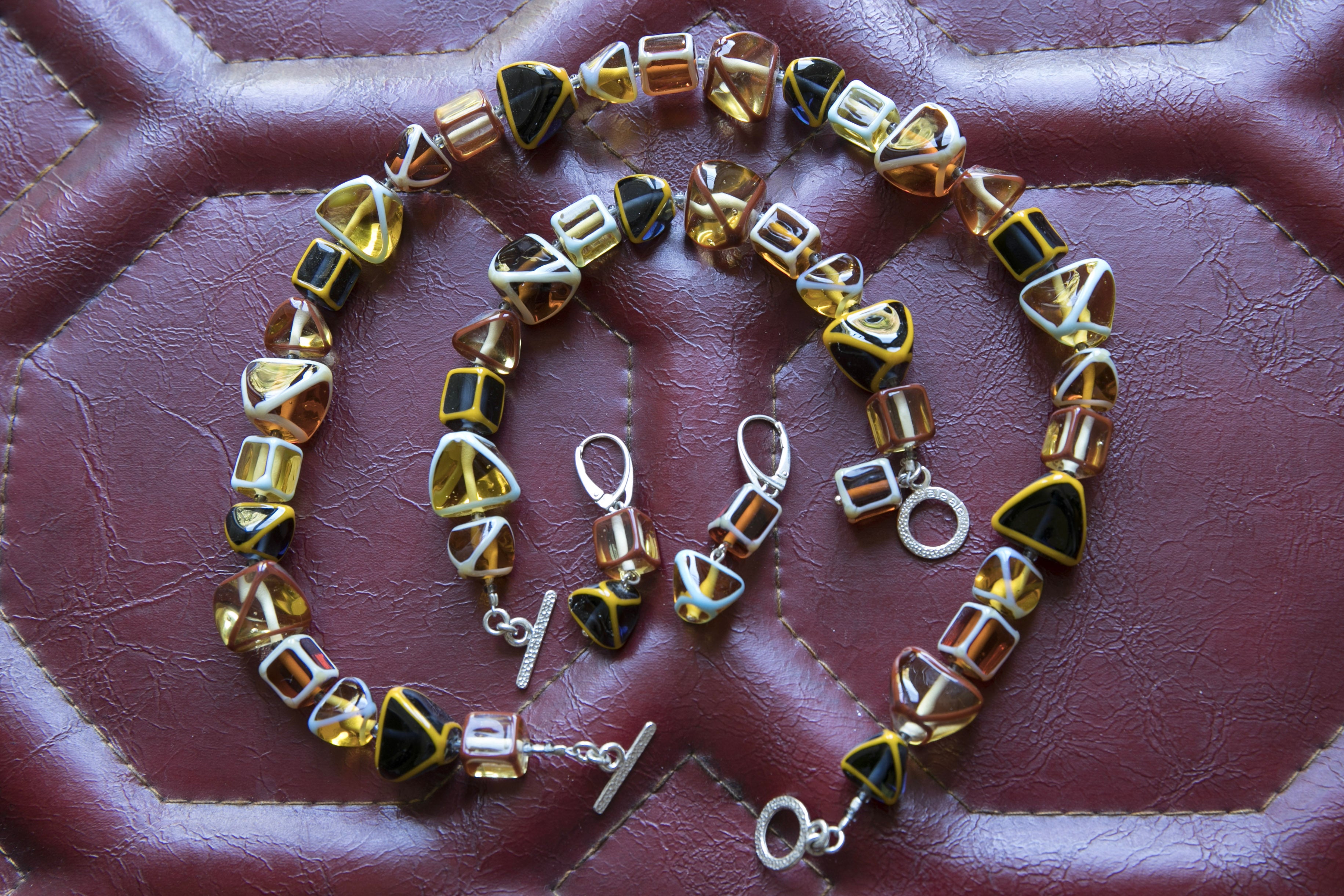 Handmade Silver & Glass Necklace, Earrings & Bracelet - Kubi African