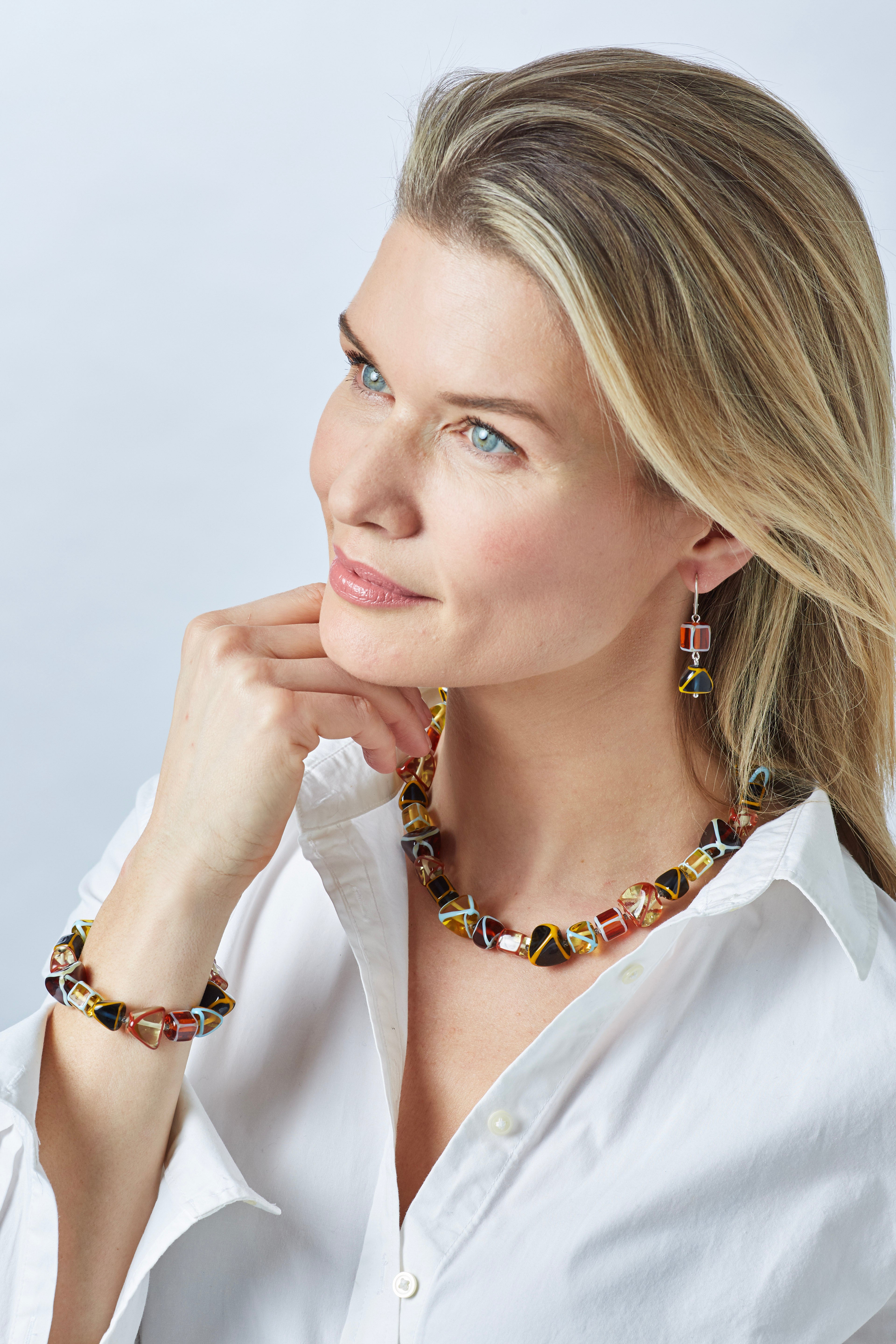 Handmade Silver & Glass Necklace, Earrings & Bracelet - Kubi African