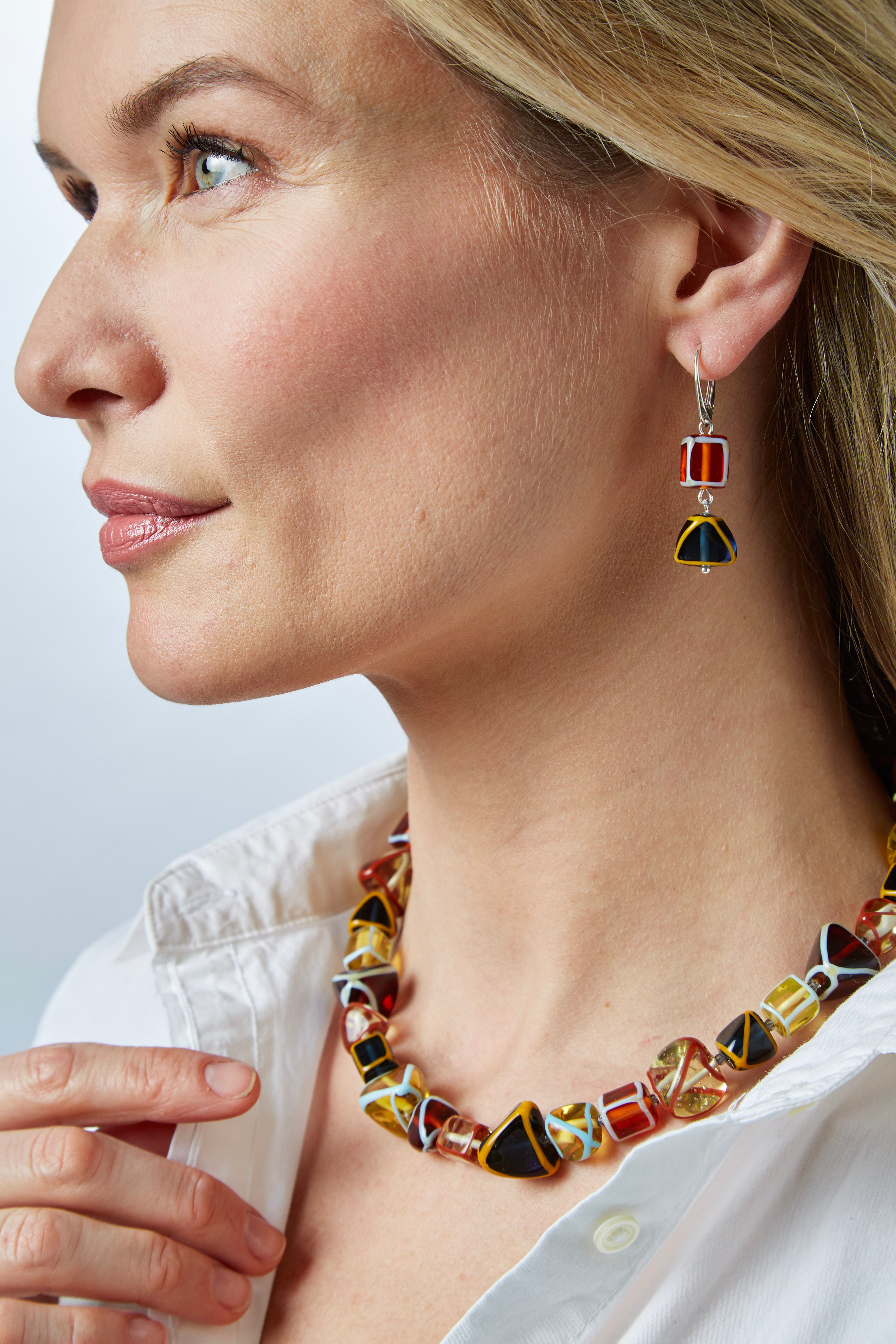 Handmade Silver & Glass Necklace, Earrings & Bracelet - Kubi African