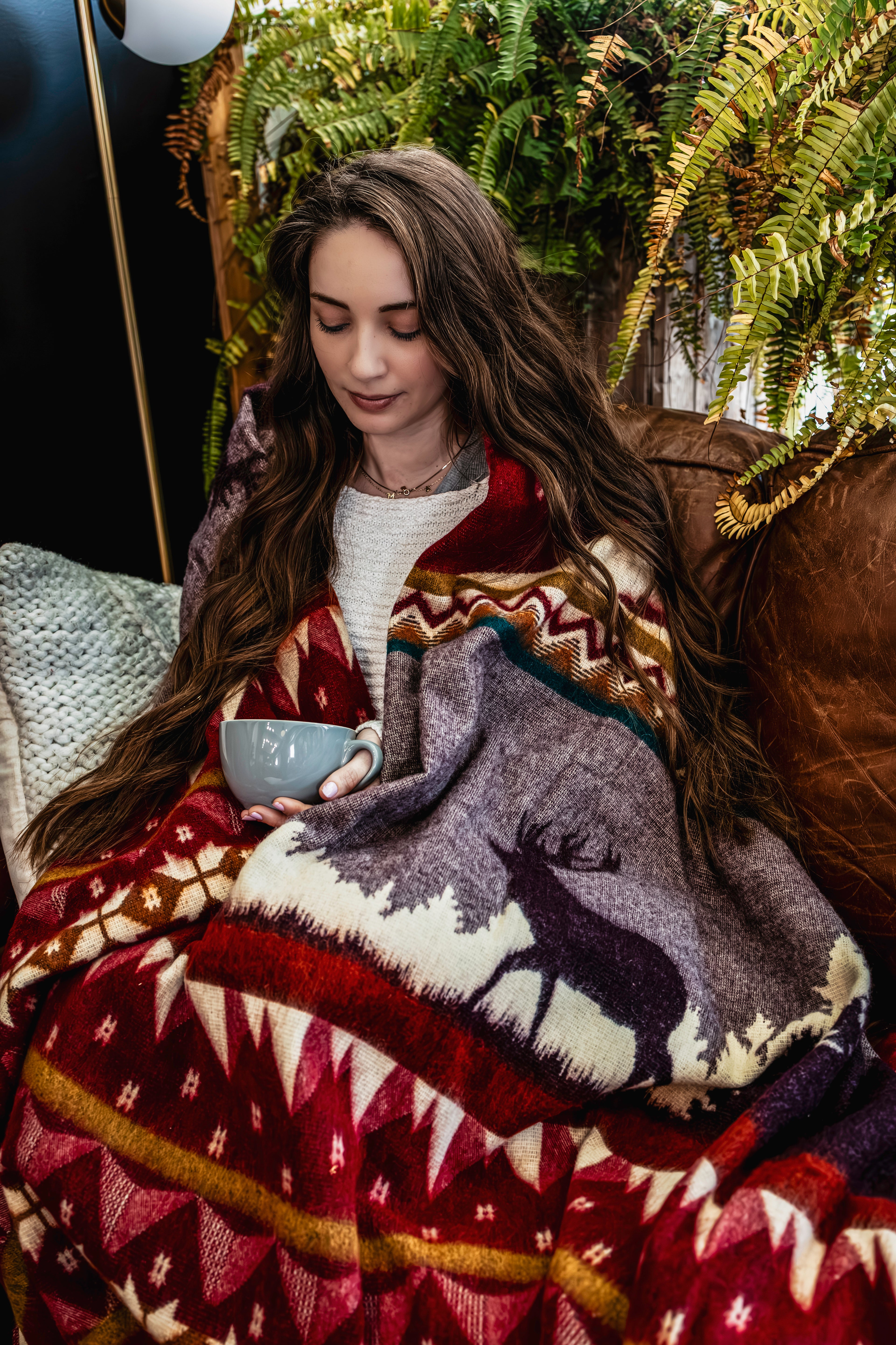 Artisan-Made Winter Blanket - Red Ski Adventure
