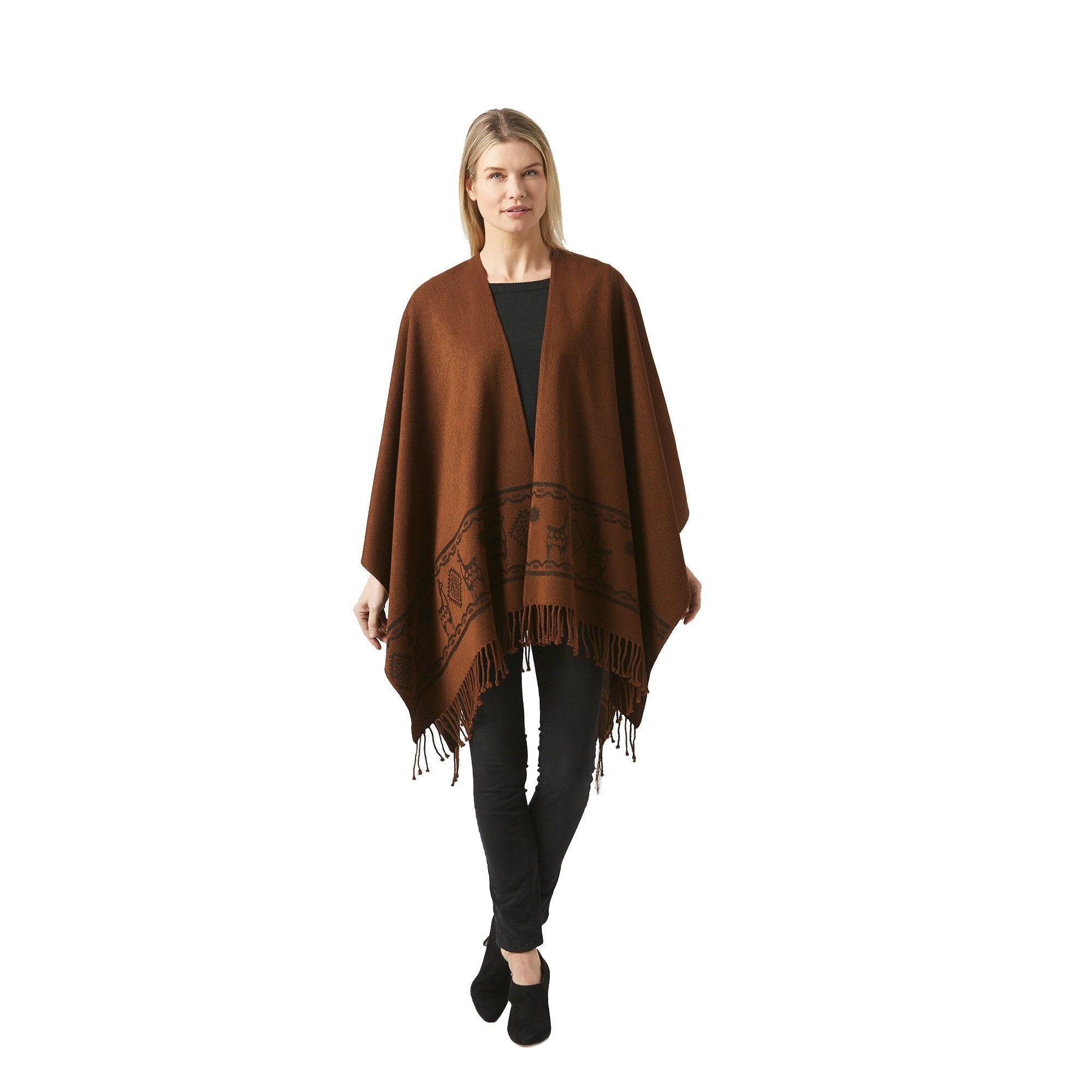 Ecuadane Women's Rust Shawl - Brown Ecuadane Women's Rust Shawl - Brown