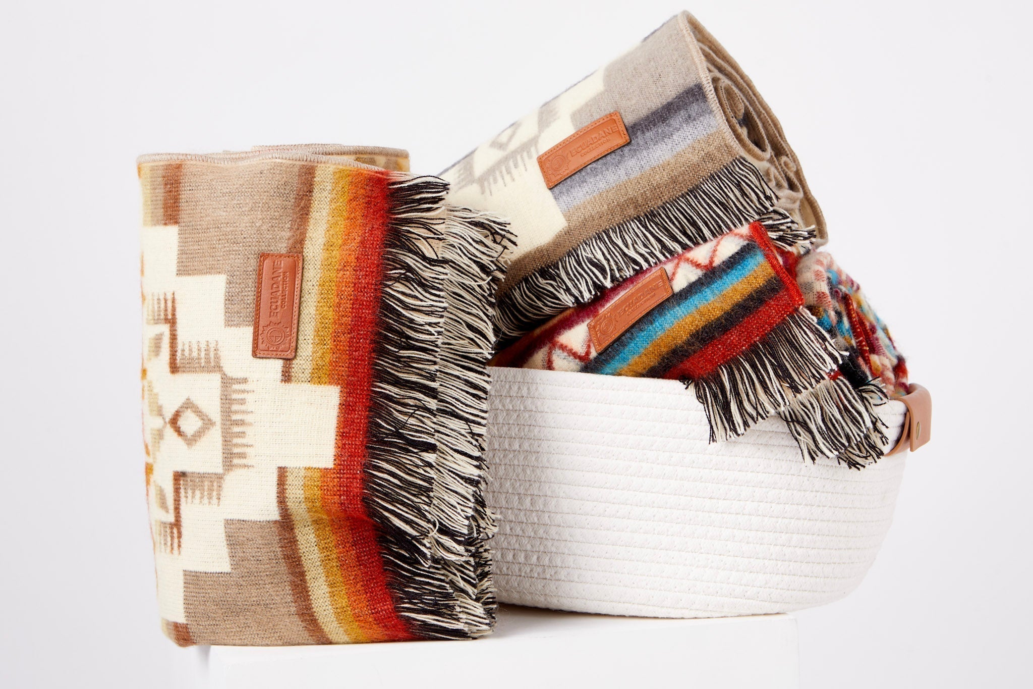 Artisan Southwestern throw blanket for modern home decor" and "Custom university acceptance gift for student enrollment yield.