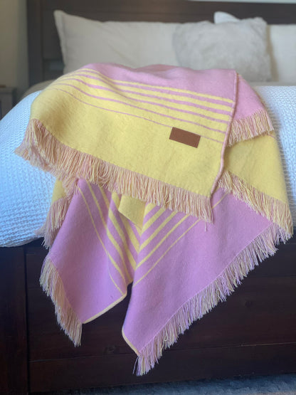 Quilotoa Pink and Yellow Luxury Throw Blanket