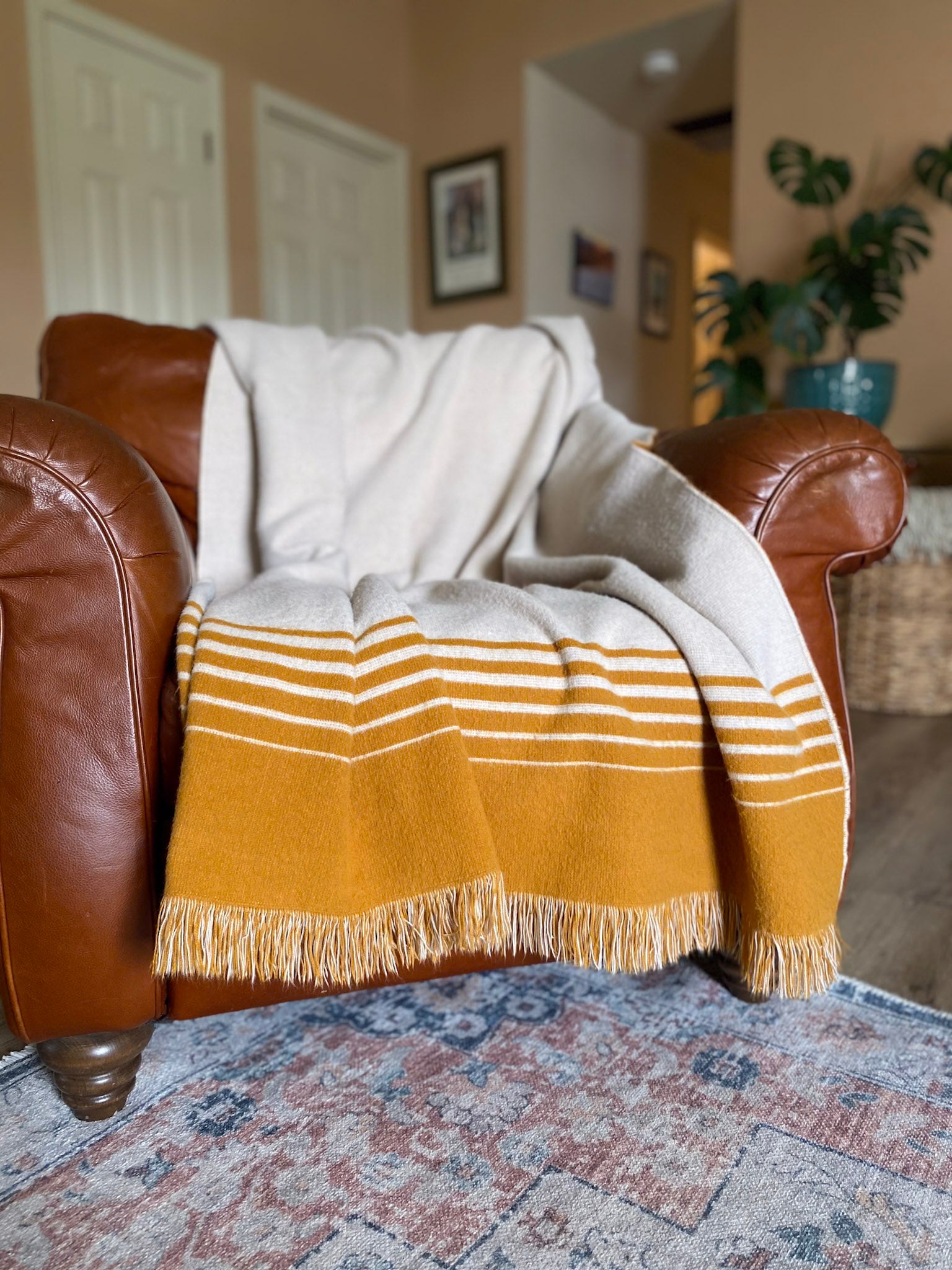 Quilotoa Gold and Beige Luxury Throw Blanket