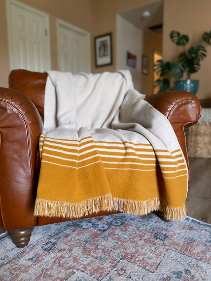 Quilotoa Gold and Beige Luxury Throw Blanket