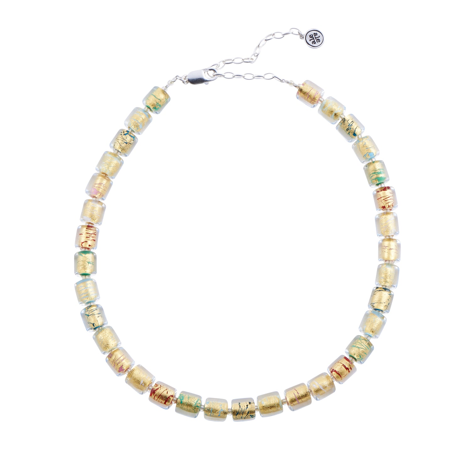 Handmade Silver &amp; Glass Necklace, Earrings &amp; Bracelet - Golden