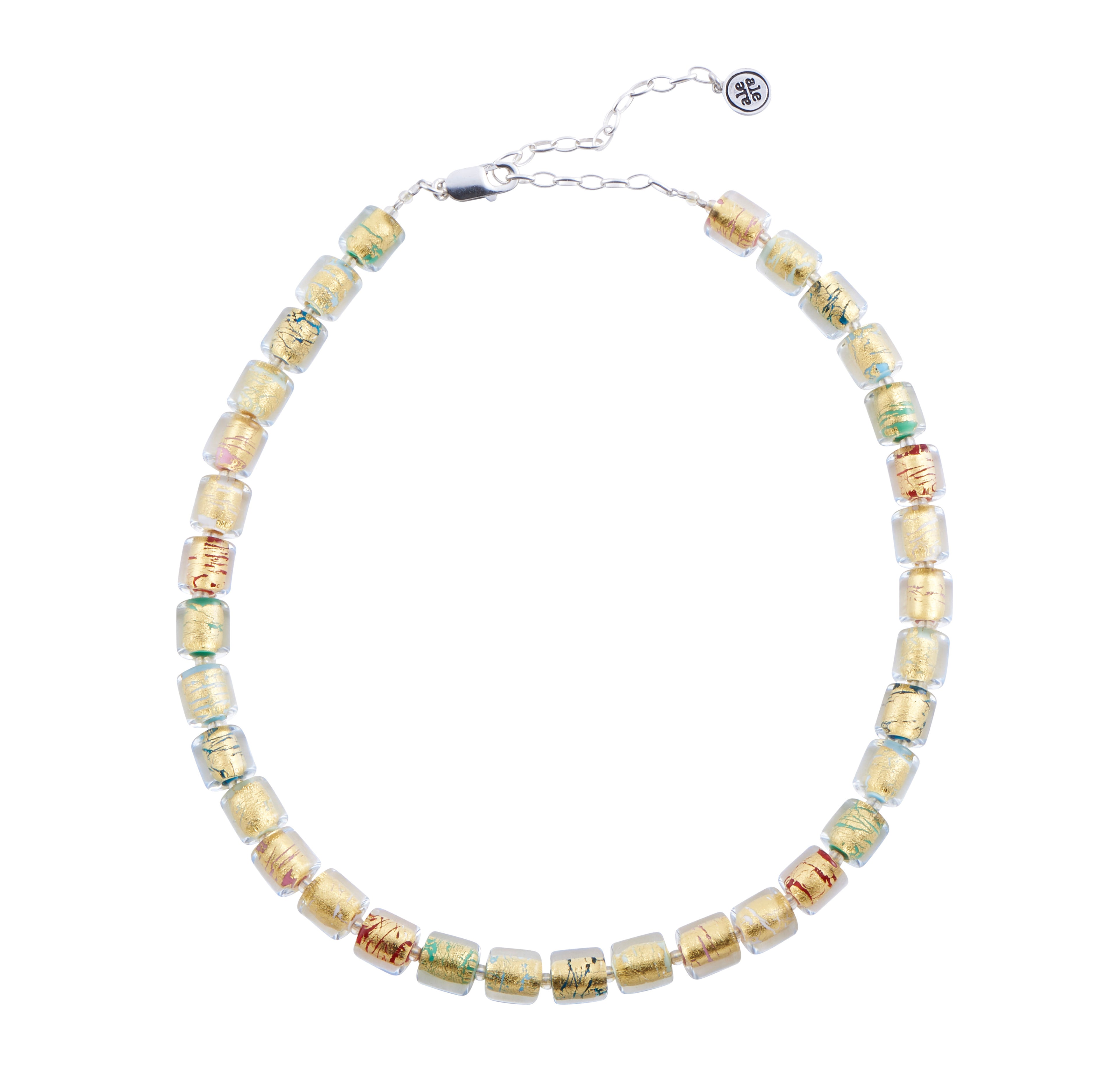 Handmade Silver &amp; Glass Necklace, Earrings &amp; Bracelet - Golden