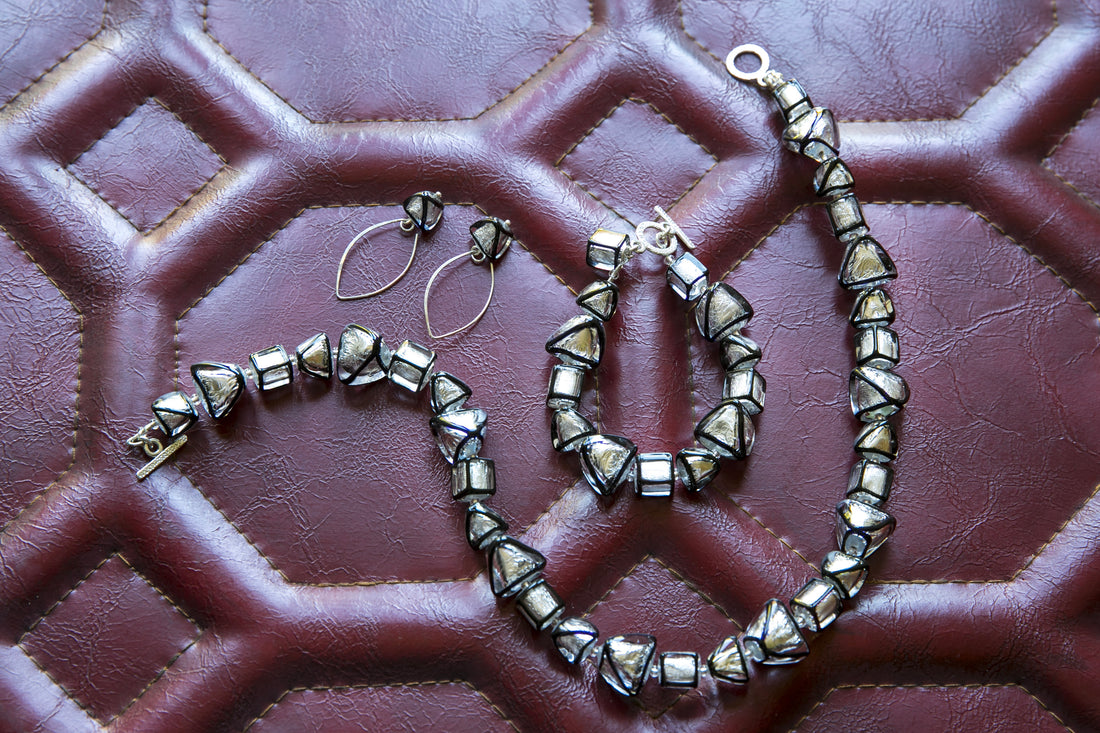 Handmade Silver & Glass Jewelry - Black and Silver
