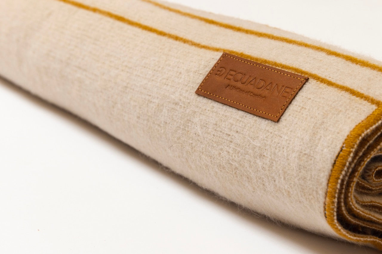 Quilotoa Gold and Beige Luxury Throw Blanket