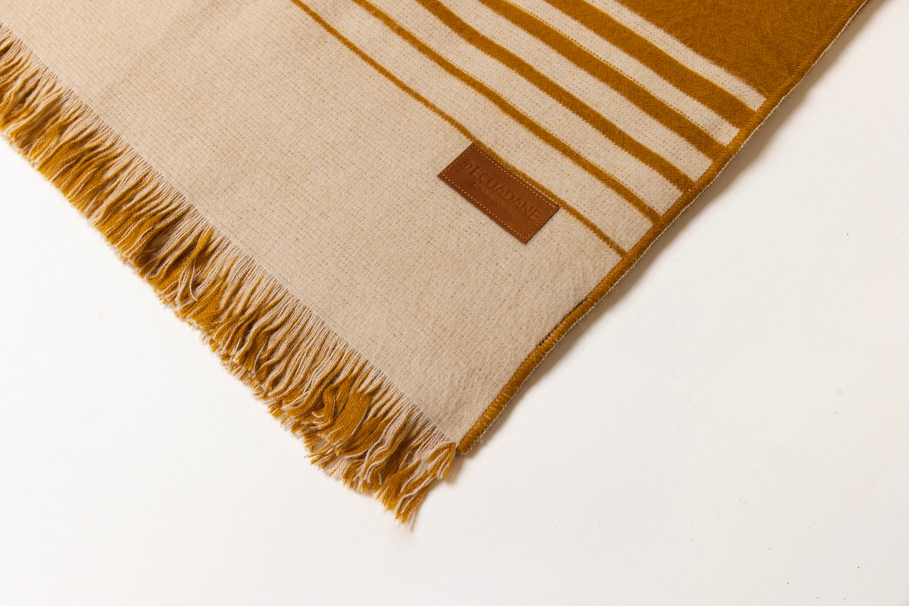 Quilotoa Gold and Beige Luxury Throw Blanket