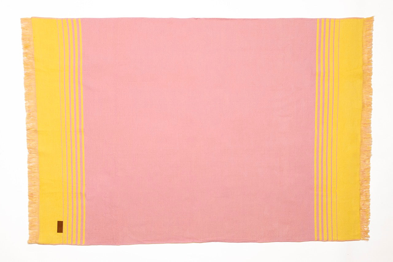 Quilotoa Pink and Yellow Luxury Throw Blanket
