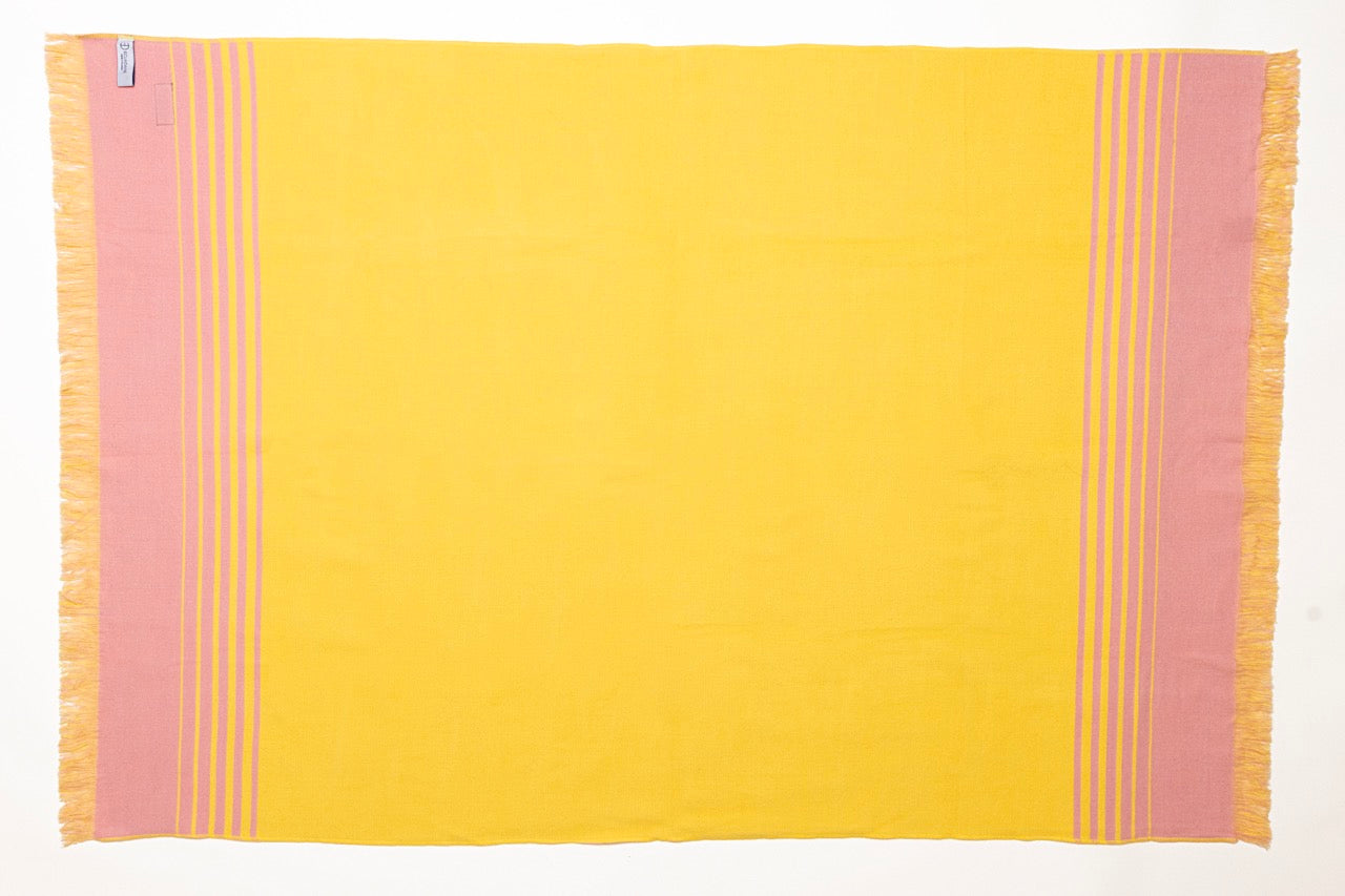 Quilotoa Pink and Yellow Luxury Throw Blanket