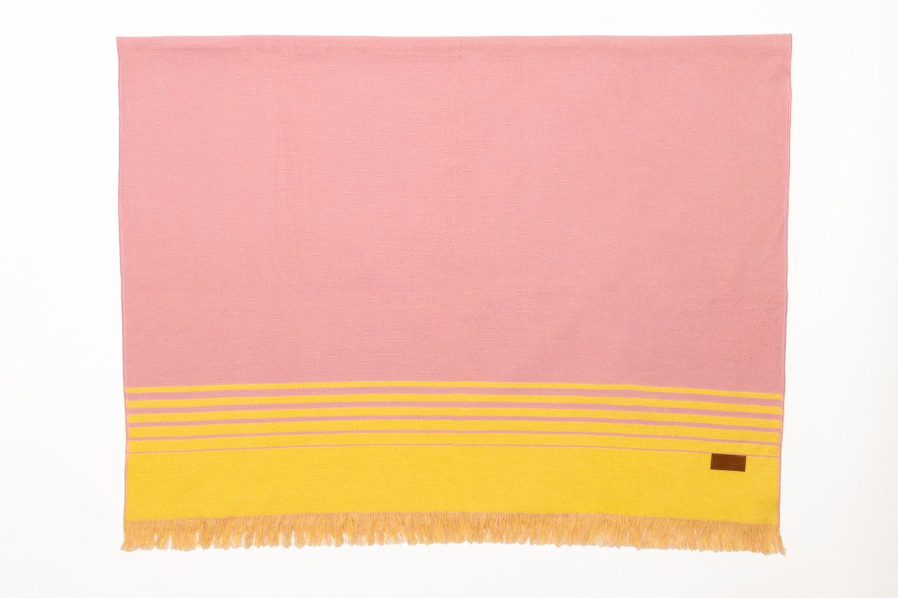 Quilotoa Pink and Yellow Luxury Throw Blanket