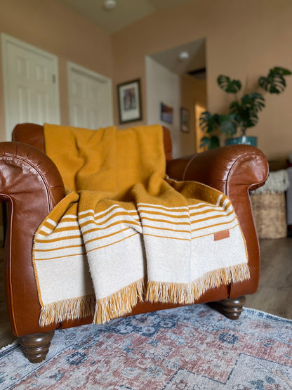 Quilotoa Gold and Beige Luxury Throw Blanket