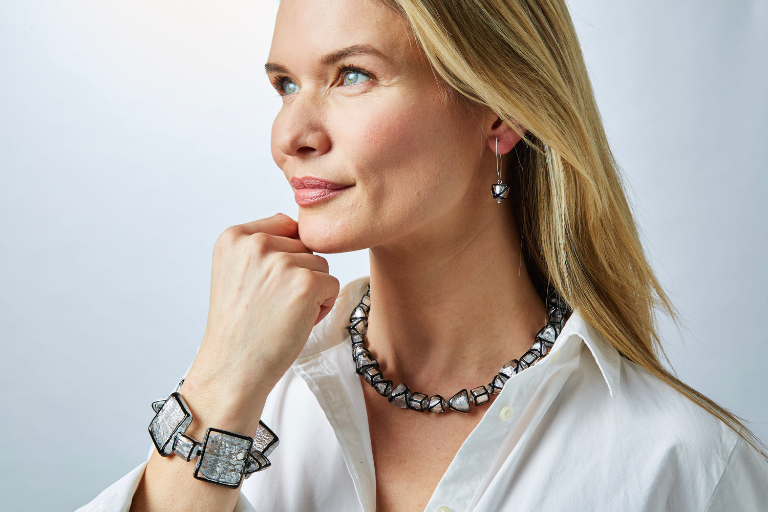Handmade Silver &amp; Glass Jewelry - Black and Silver
