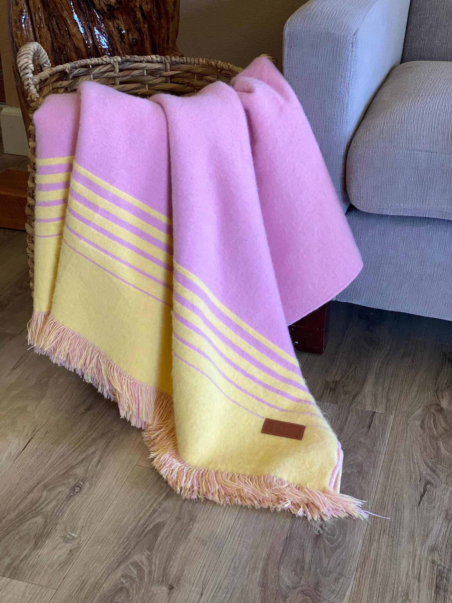 Quilotoa Pink and Yellow Luxury Throw Blanket