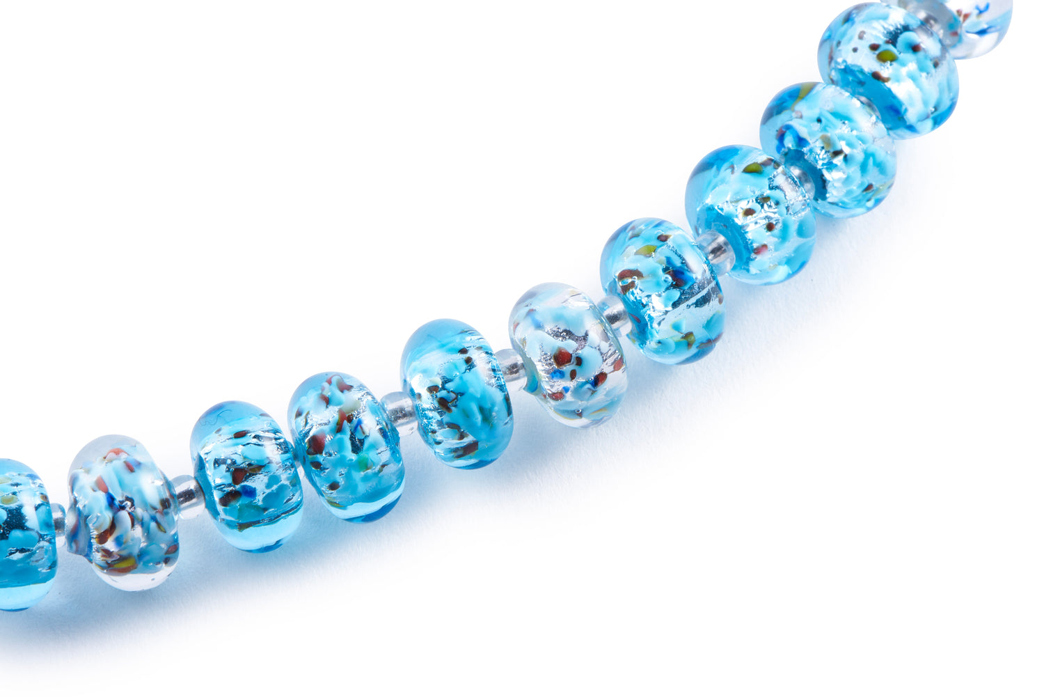 Handmade Glass Necklace, Earrings &amp; Bracelet - Blue &amp; Silver