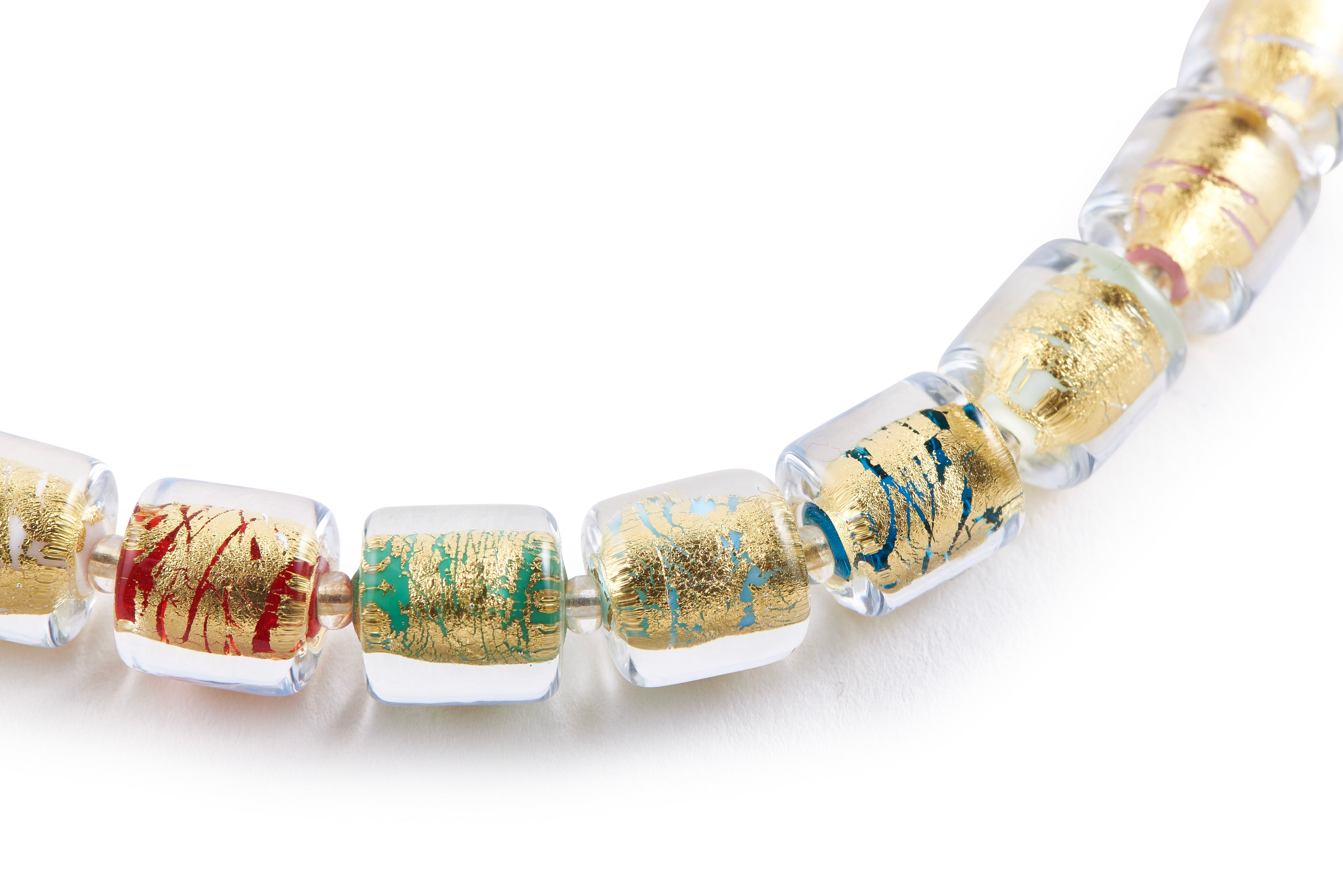 Handmade Silver &amp; Glass Necklace, Earrings &amp; Bracelet - Golden