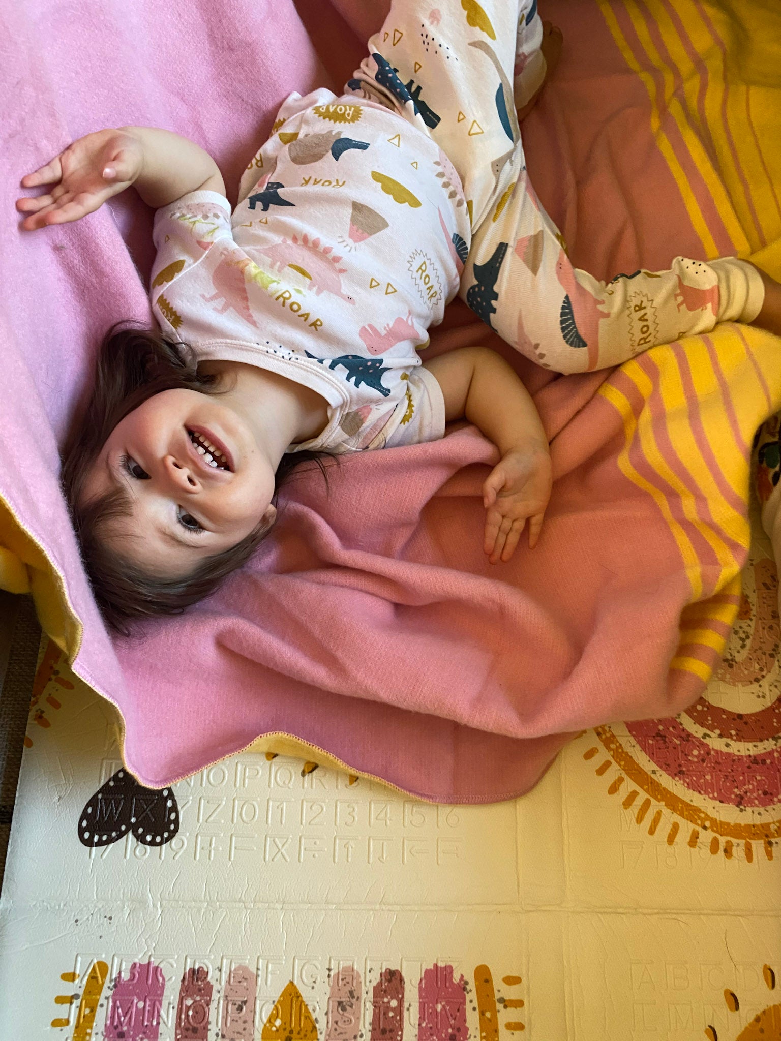Quilotoa Pink and Yellow Luxury Throw Blanket
