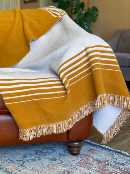 Quilotoa Gold and Beige Luxury Throw Blanket
