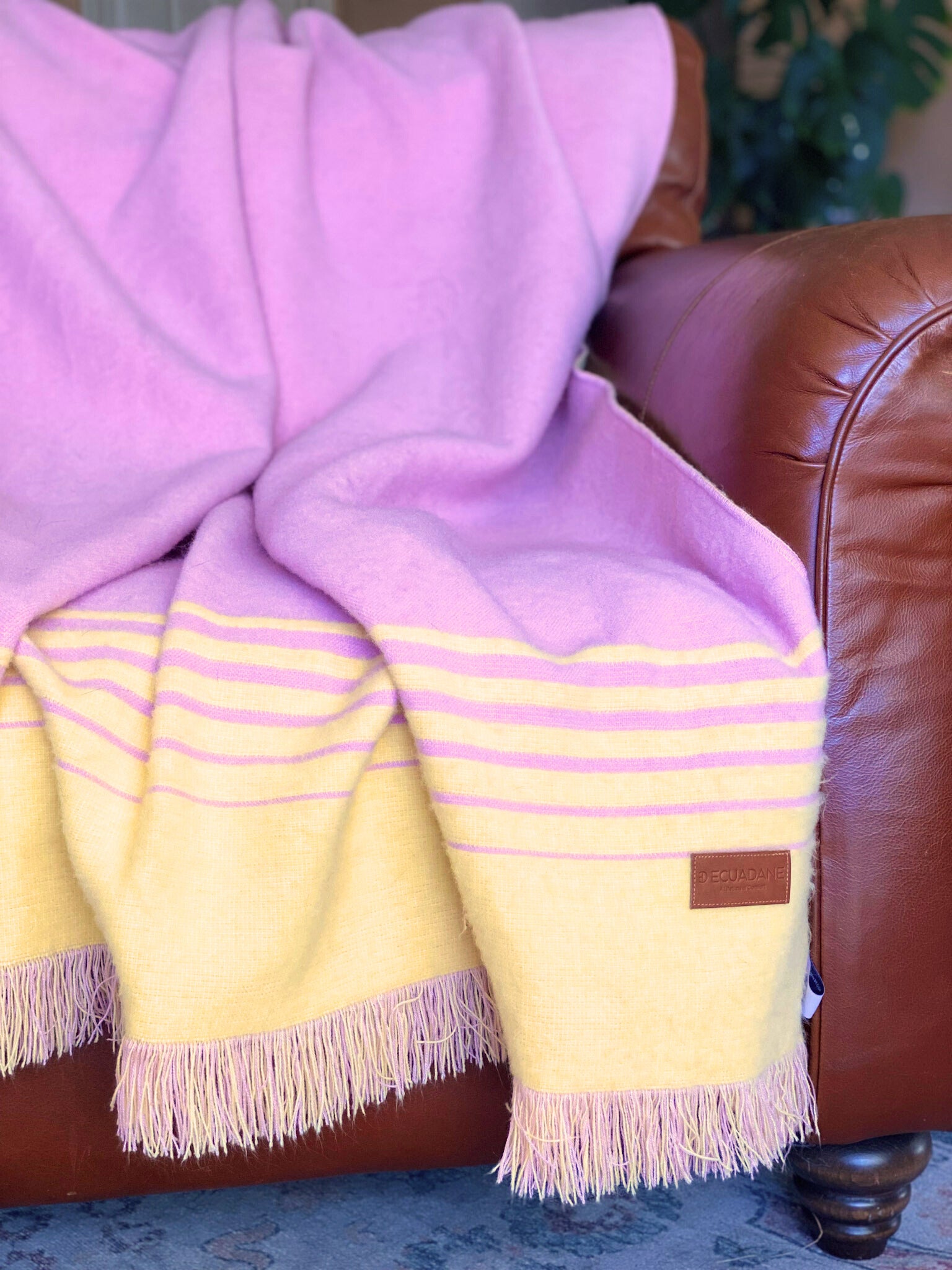 Quilotoa Pink and Yellow Luxury Throw Blanket