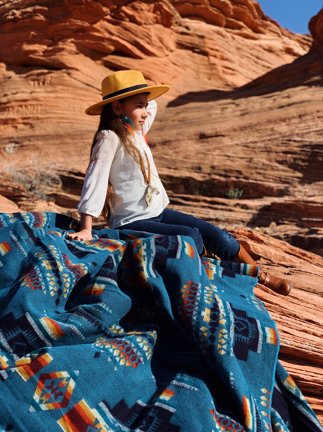 Artisan-Made Southwestern Queen-Sized Blanket - Andes Ocean