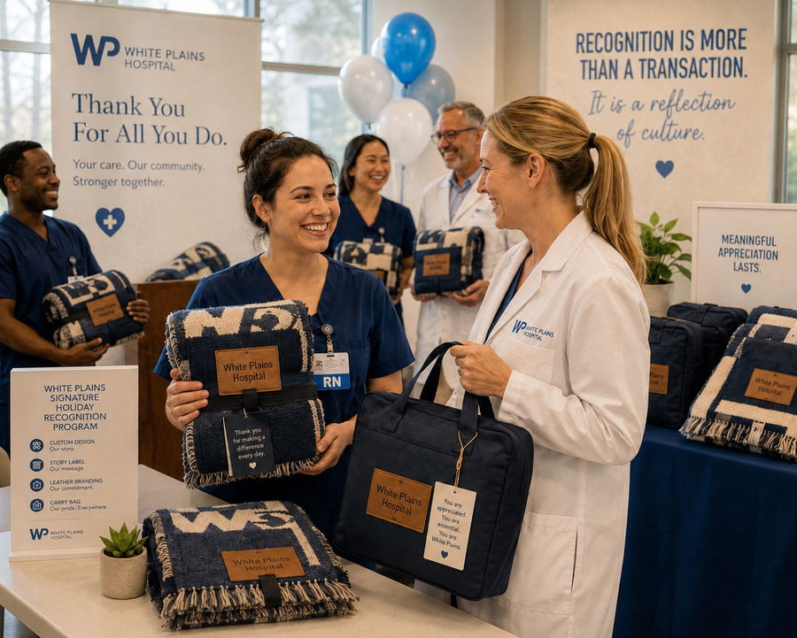 Hospital and healthcare custom woven recognition blankets