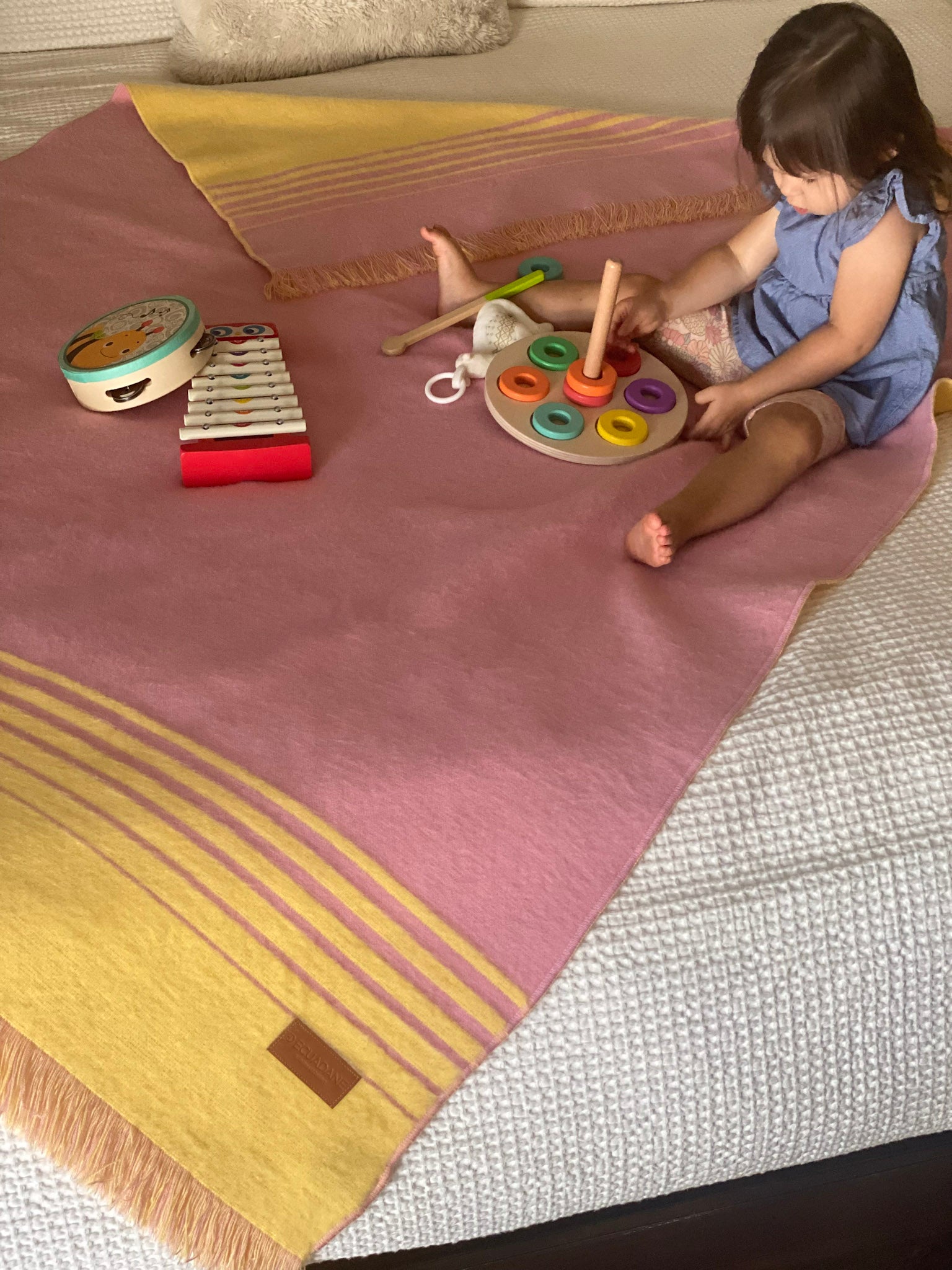 Quilotoa Pink and Yellow Luxury Throw Blanket