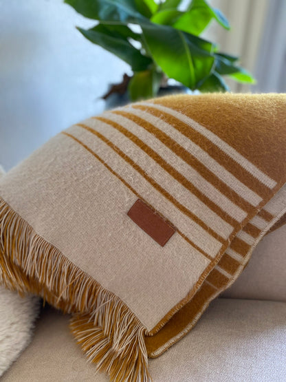 Quilotoa Gold and Beige Luxury Throw Blanket