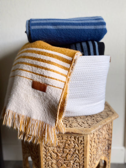 Quilotoa Gold and Beige Luxury Throw Blanket