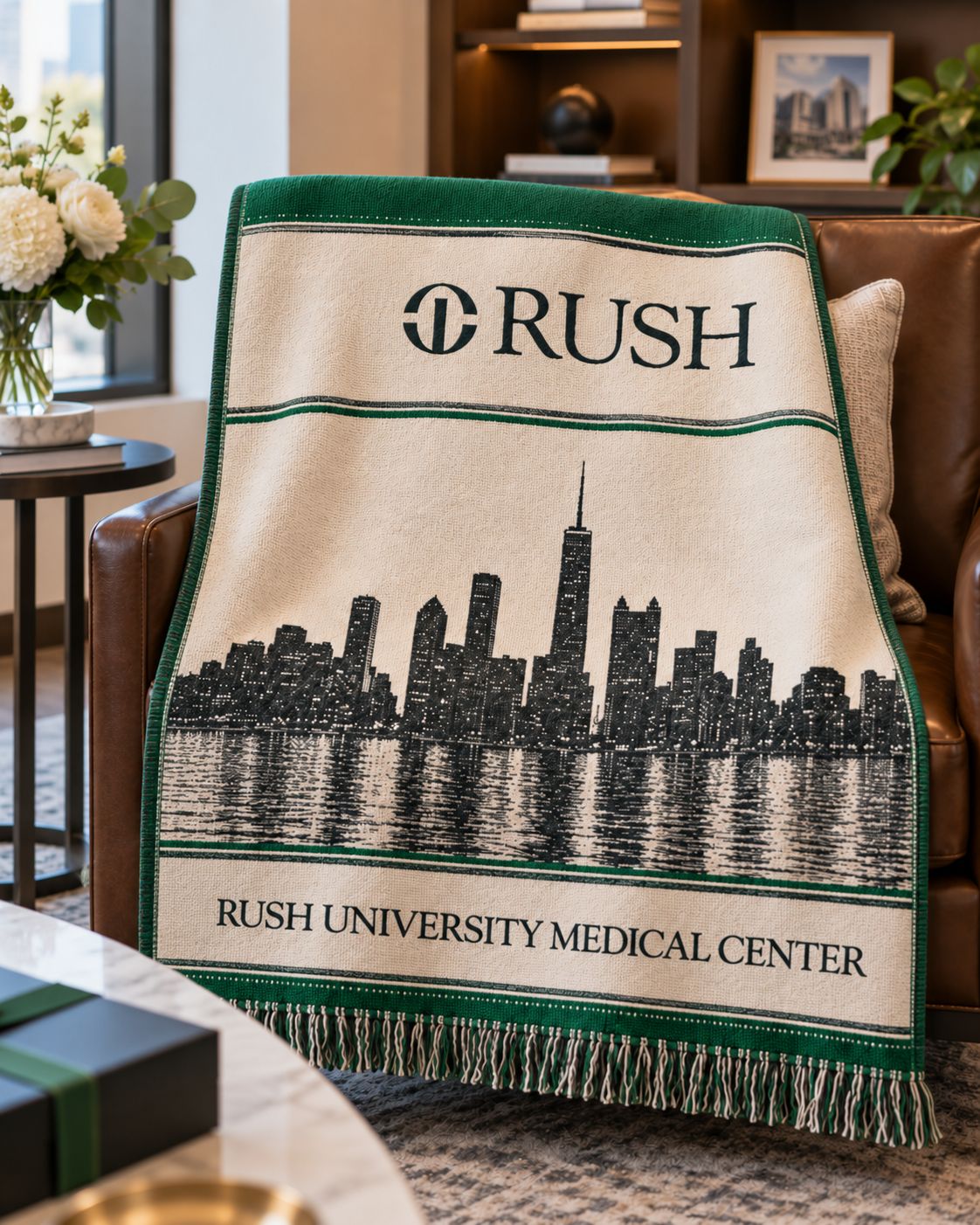 RUSH Hospital custom blanket gift design