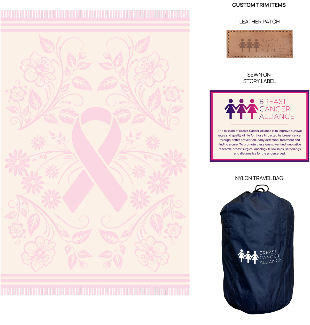 Woven For Hope breast cancer awareness custom woven blanket by Ecuadane