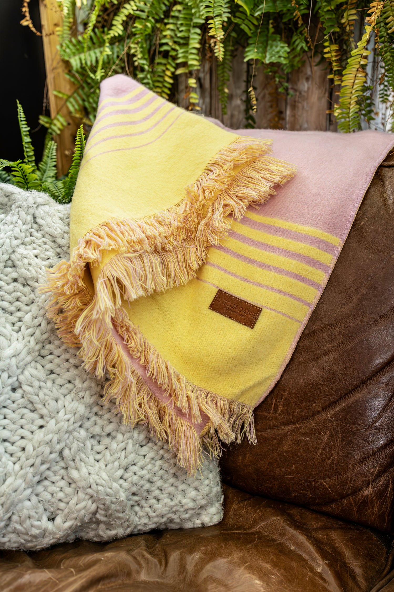 Quilotoa Pink and Yellow Luxury Throw Blanket