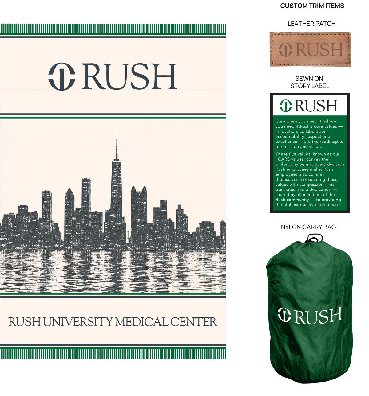 Custom healthcare recognition woven design by Ecuadane