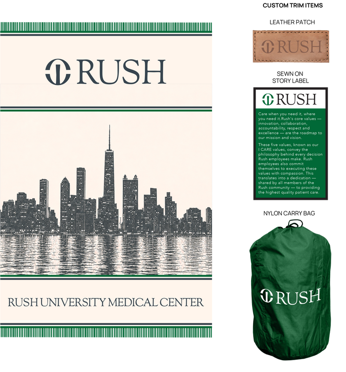 Hospital donor gift custom woven blanket example