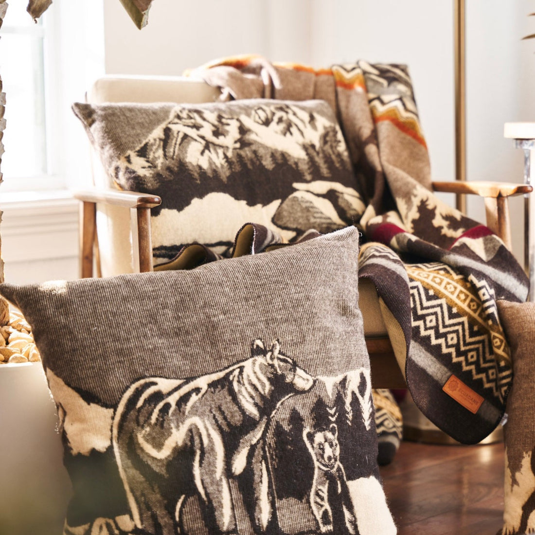 Artisan-Made Large Mountain Range Pillowcase with Southwestern Design