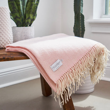Merino Wool &amp; Cashmere Throw Blanket - Álainn Yew Pink